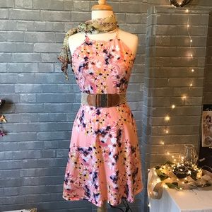 Mossimo floral halter dress in soft peach jersey